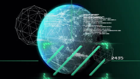 Animation of digital data processing over globe
