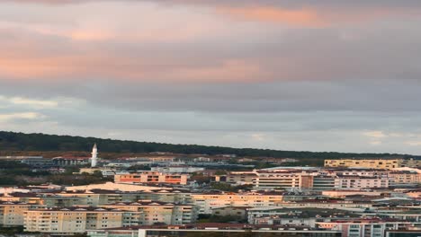 cityscape at sunrise/sunset with mosque