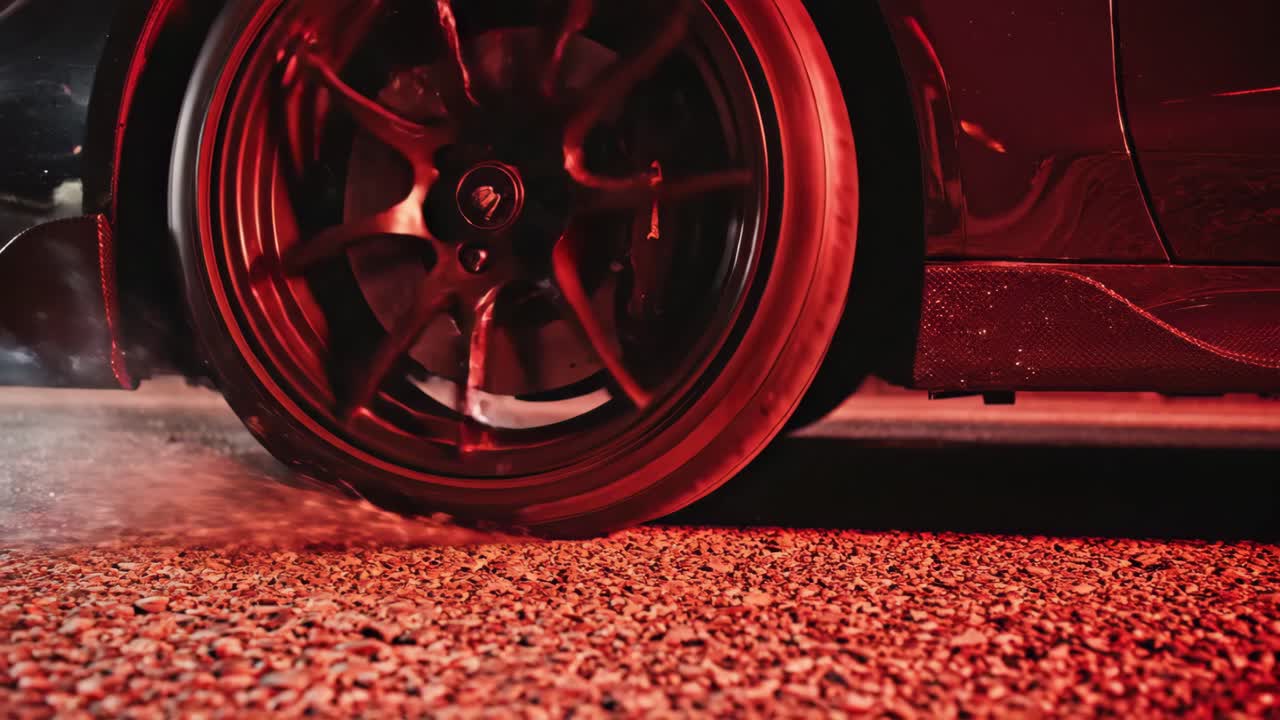 Close-up of Car Wheel in Motion