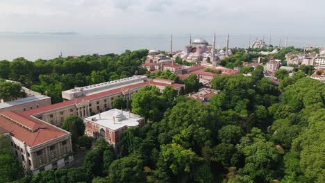the hagia sophia mosque , aerial 4k drone video