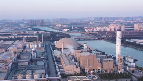 greenhouse industrial factory smoke stack. petrochemical plant, oil and gas refinery. technological unit for air purification from pollution and environmental protection at an oil and gas enterprise.