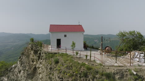 modest sanctuary located on a hilltop above the rural tsveri town, georgia