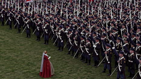 queen addressing the royal guard