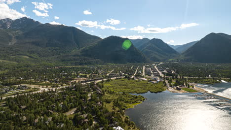 aerial hyperlapse over frisco bay marina with anchored boats in lake dillon