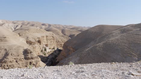 monastery of saint george overlooking wadi qelt - dolly right