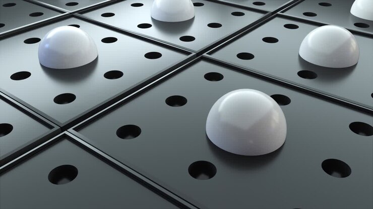 Abstract surface with repeating geometric elements, 3d rendering of digital composition. Computer generated isometric background