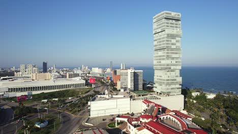 aerial view of boca del rio, veracruz, passing through some palm trees