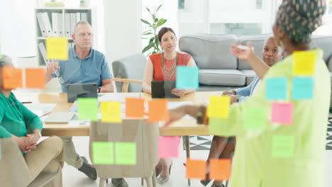 black woman, presentation and sticky notes