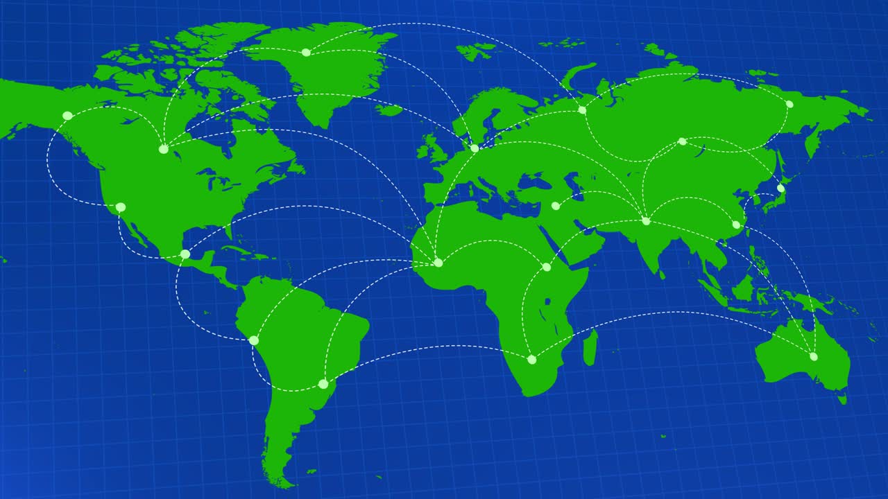 4K Map of World features glowing Location indicators Loop Animation background.