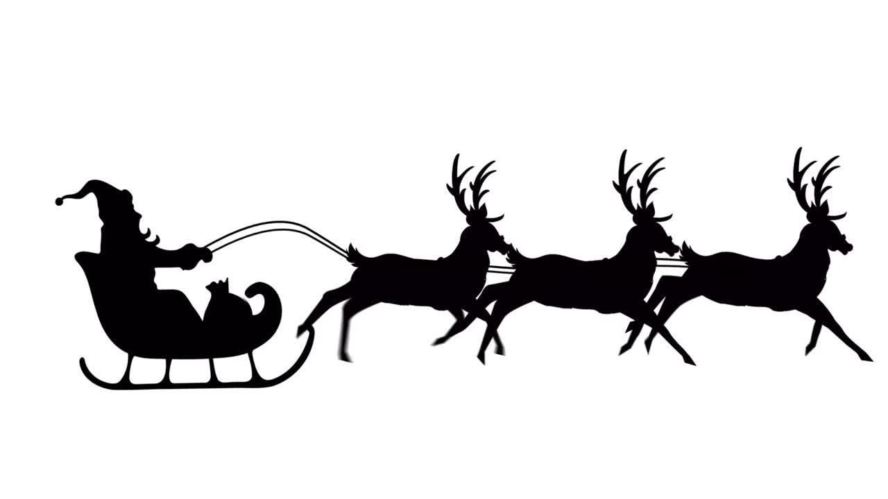 산타클로스의 검은 실루 ⁇ 의 디지털 애니메이션