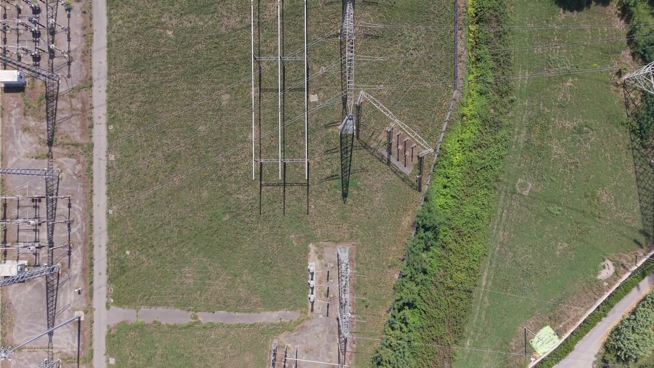 Power Grid Substation Aerial View Highlighting Electrical Technology and Grid Infrastructure