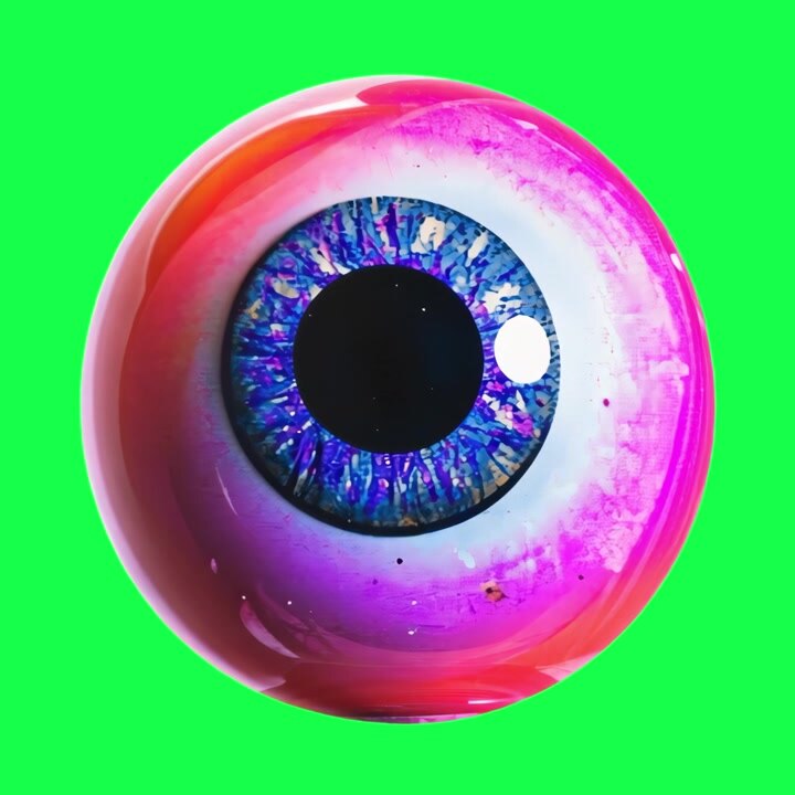 Colorful 3D Rendered Eyeball with Dilating Pupil on Green Screen