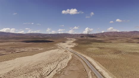 aerial drone push over route 52 near salinas grandes of jujuy and salta provinces, argentina