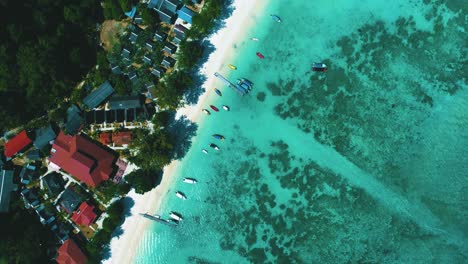 beautiful 4k aerial of the tropical perhentian islands in malaysia