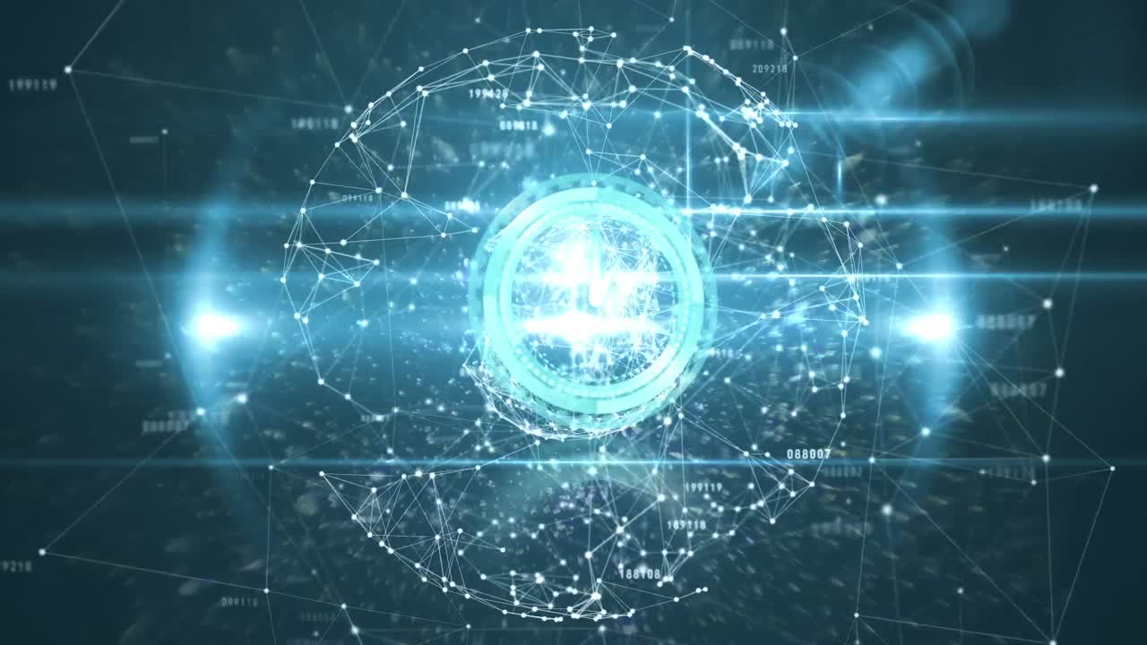 시계에 대한 연결 네트워크의 지구의 애니메이션이 빠르게 움직입니다.