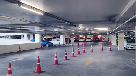 underground parking garage with empty spaces