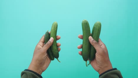cucumbers in hand