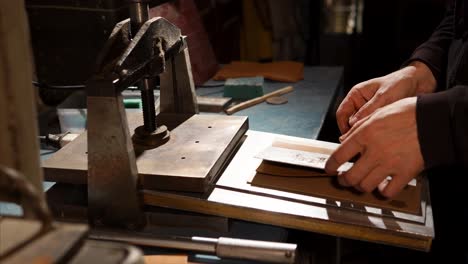 leather working with antique press