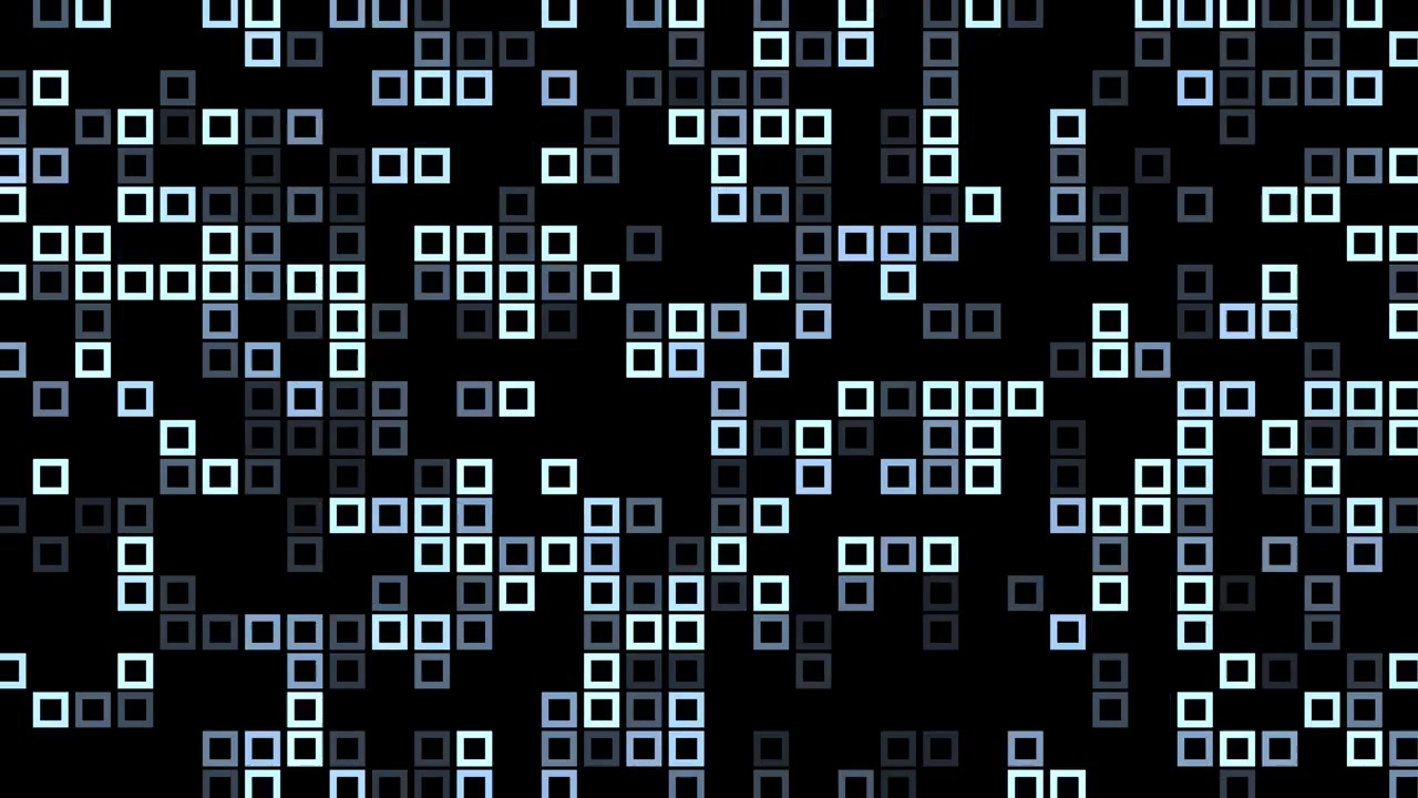 Abstract Geometric Blue Square Grid Pattern on Black Background
