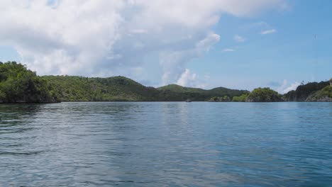 Pianemo-islands-in-Raja-Ampat-archipelago,-Indonesia,-captured-from-a-boat