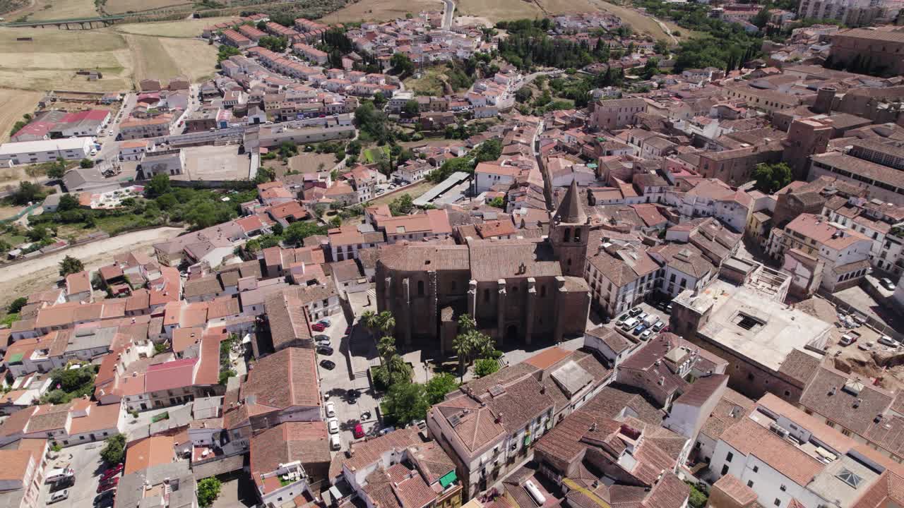 Aerial View Of Church of Santiago el Mayor In C&aacute;ceres, Spain