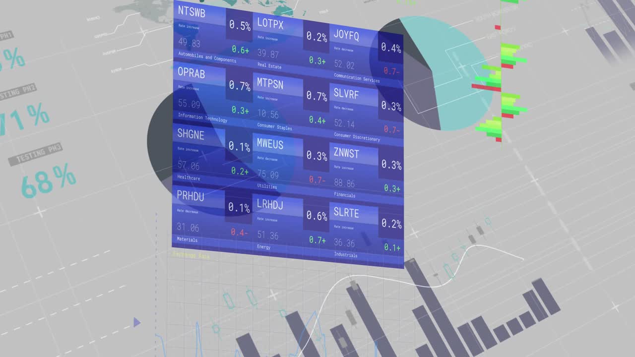 animación de las estadísticas, mercado de valores y procesamiento de datos financieros