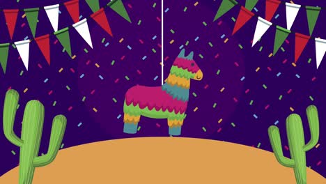 pinata en la escena nocturna del desierto