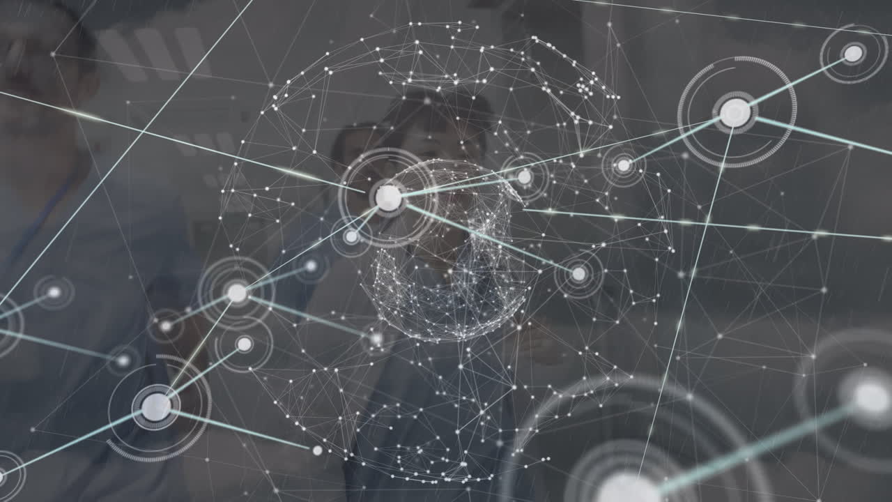 анимация сети связей с миром через разнообразных женщин и мужчин врачей, работающих