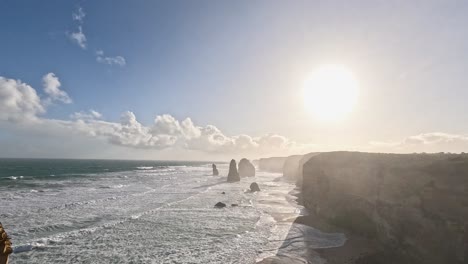 sunset view of ocean and limestone formations