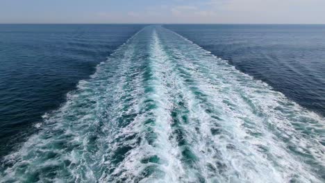 view of the wake left by a large ferry ship near gothenburg, sweden