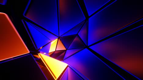 flying through a tunnel of blue and yellow triangles. loop animation