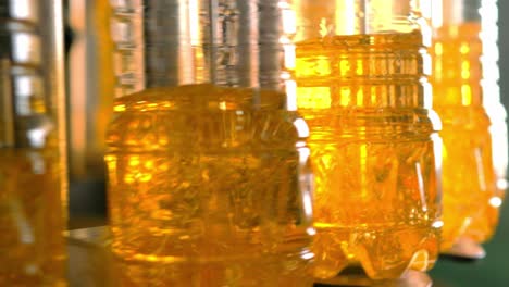 bottling vegetable oil on a production line