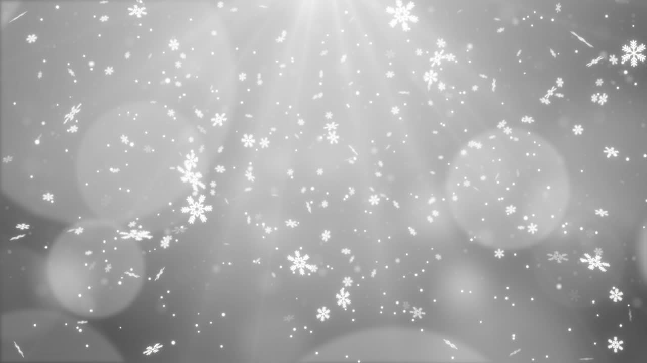 4k confeti blanco copos de nieve y luces bokeh en la animación de bucle azul