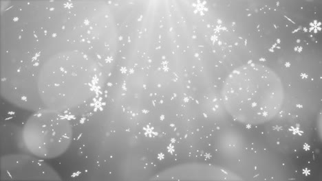 4k confeti blanco copos de nieve y luces bokeh en la animación de bucle azul