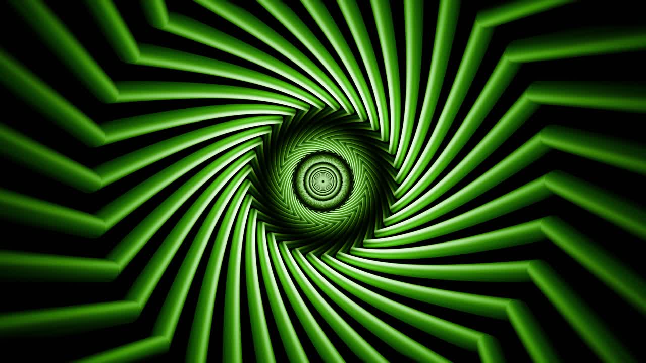 Animazione loop 3D di spirale ipnotica a tunnel incandescente in movimento