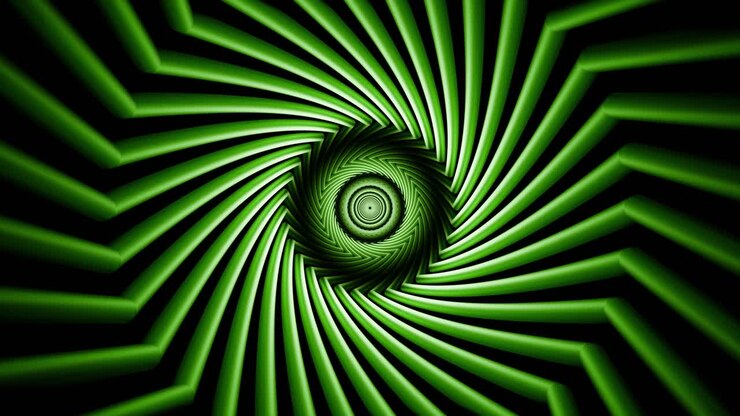 3D loop animation of glowing hypnotic tunnel spiral in motion