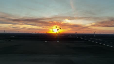 sunsetting over windfarm in portland texas