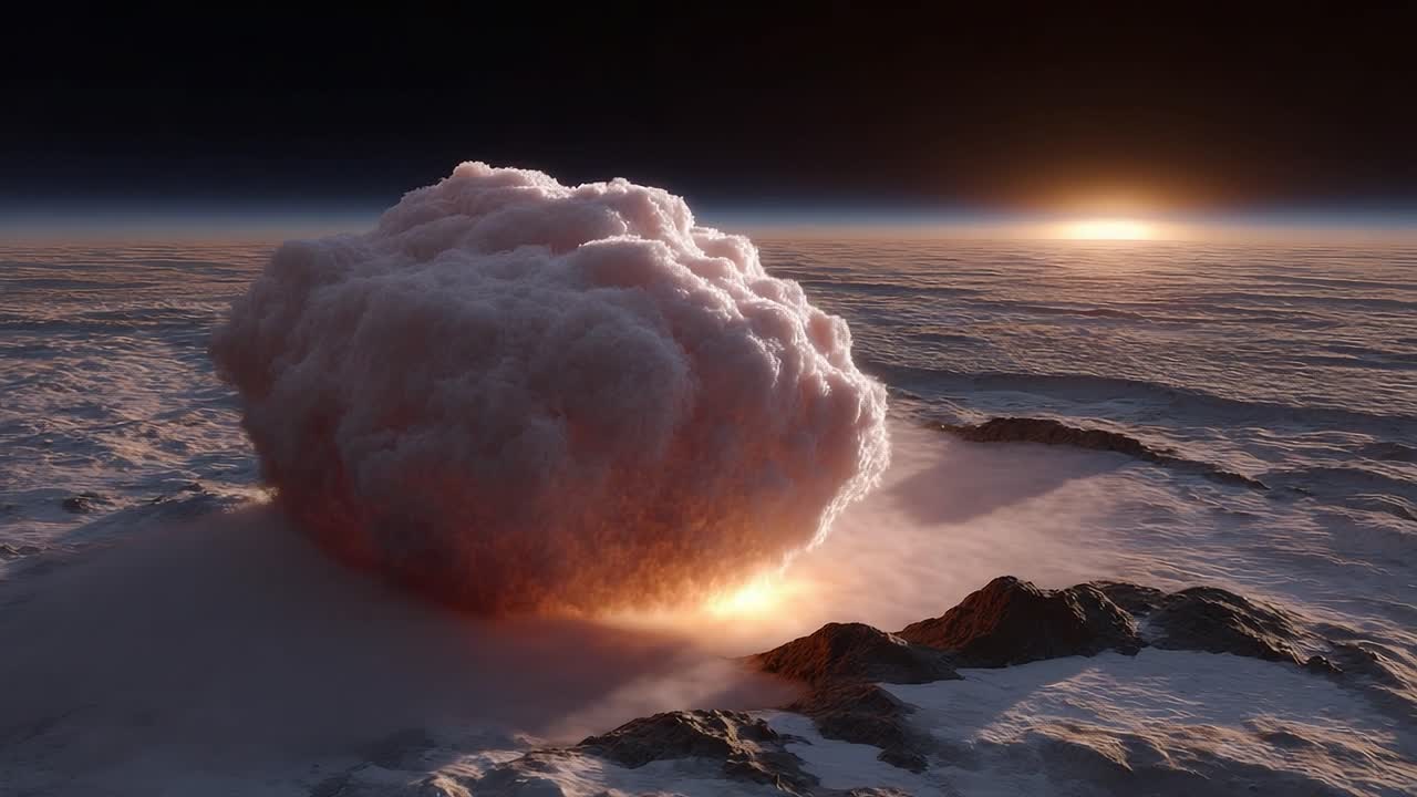 A Majestic Cloud Formation Illuminated by an Enigmatic Sunset Over Rocky Mountain Peaks, Capturing the Dynamic Interaction Between Light and Nature
