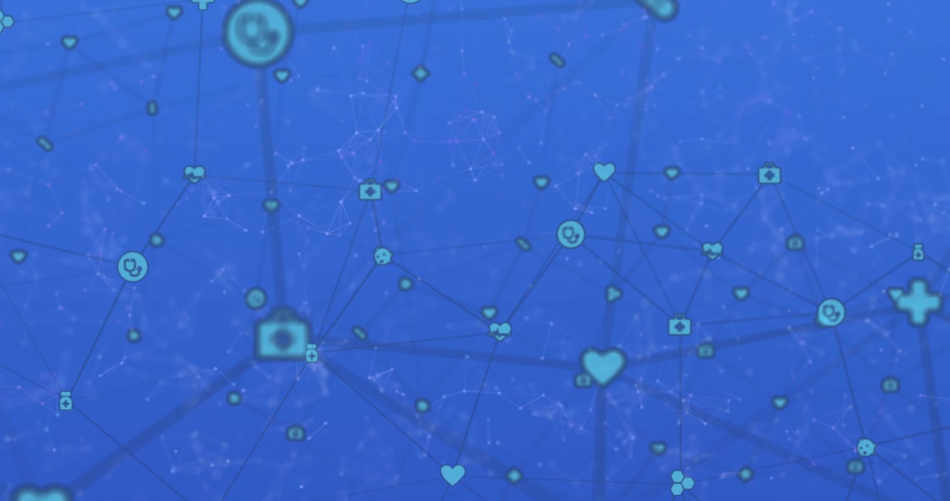 Animação de rede de conexões em fundo azul