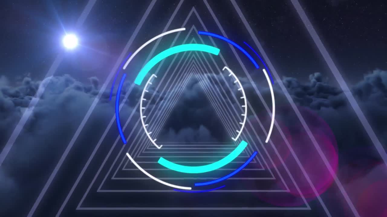 삼각형의 터널을 스캔하는 범위의 애니메이션.