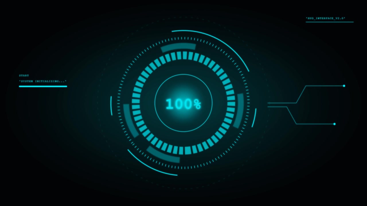 Digital Loading Progress Bar with Futuristic HUD Interface