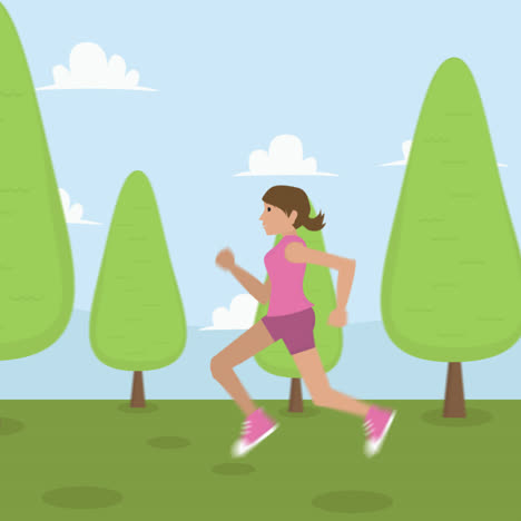 Woman Running in a Park