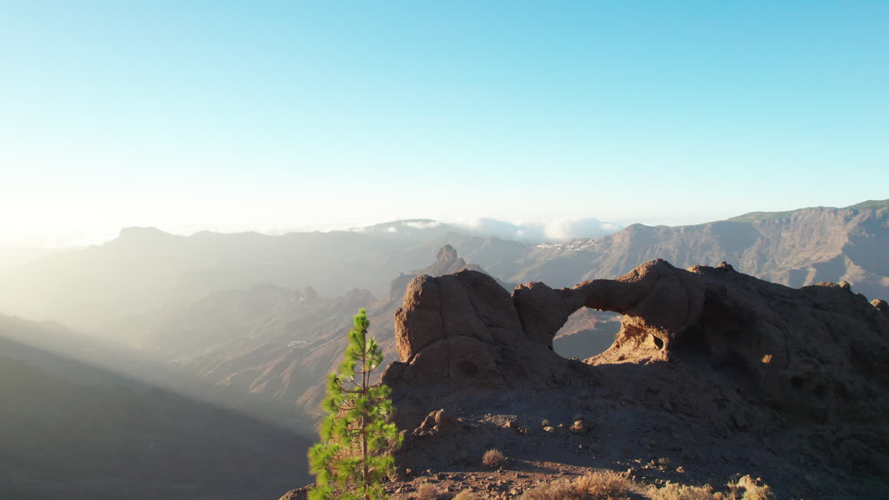 Ventana del Bentayga (Bentayga's Window): Where the Rock Kisses the Sky and Frames the Roque Bentayga in Gran Canaria, Canary Islands.