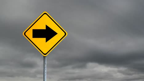 Animation-of--yellow-road-sign-with-the-sky-in-the-background