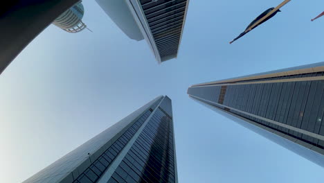 stunning low angle view of modern skyscrapers