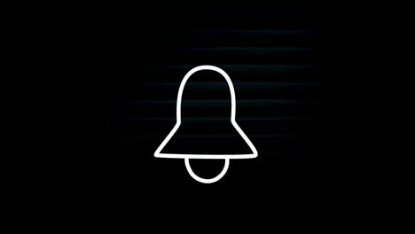 Animation-of-neon-bell-icon-over-textured-background