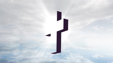 Animation-of-christian-cross-over-sun-rays-and-clouded-sky