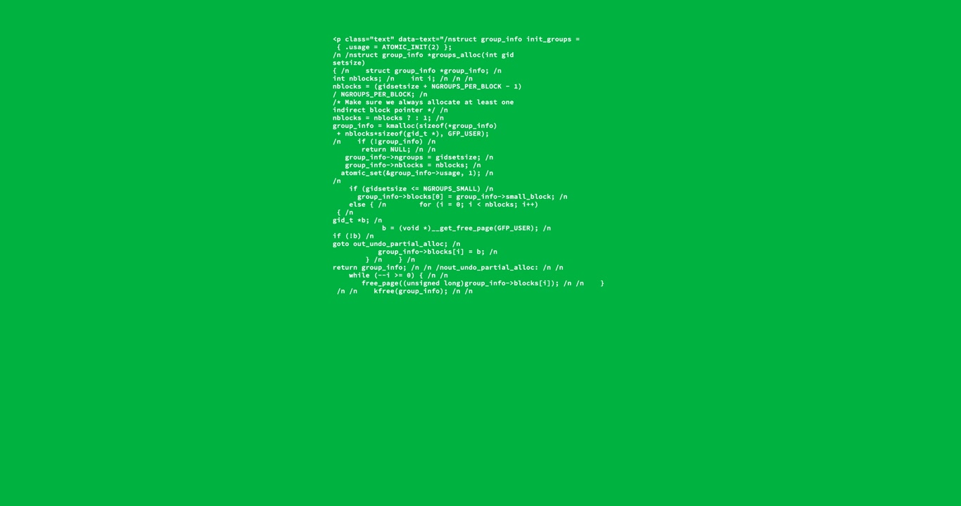 Animation of white computer programming data processing and flickering on black screen