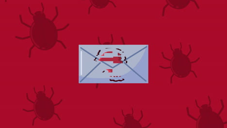 cyber crime bugs attack pattern and envelope email