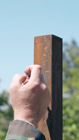 marking a metal post